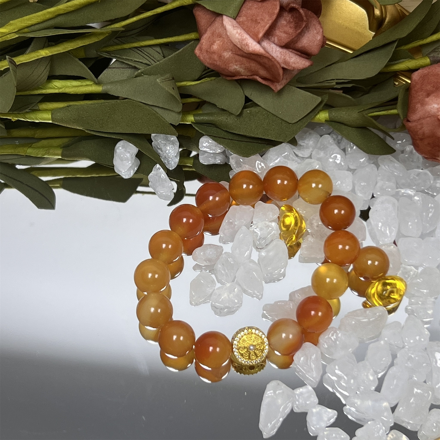Handcrafted Original Agate Crystal Bracelet - 12mm Natural Grounding Jewelry