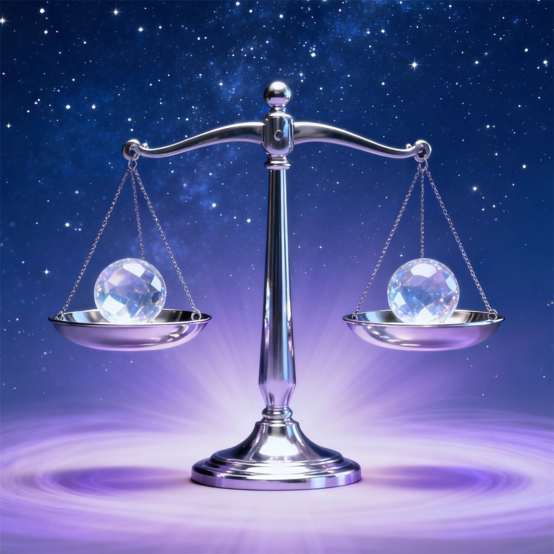  Libra zodiac scale symbol with natural healing crystals - rose quartz, amethyst, clear quartz, red agate and silver obsidian for balance and harmony