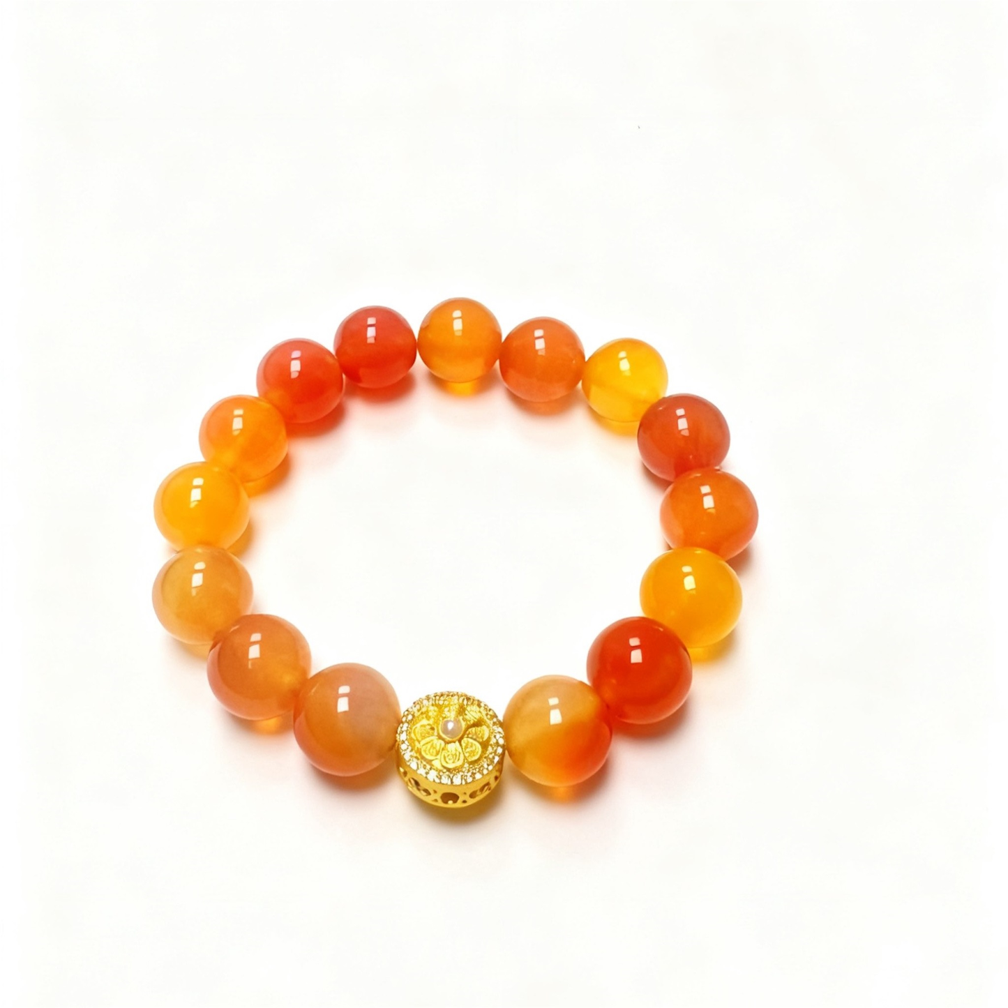 Original Natural Agate Crystal Bracelet 12mm Beads - Authentic Grounding Balance Jewelry