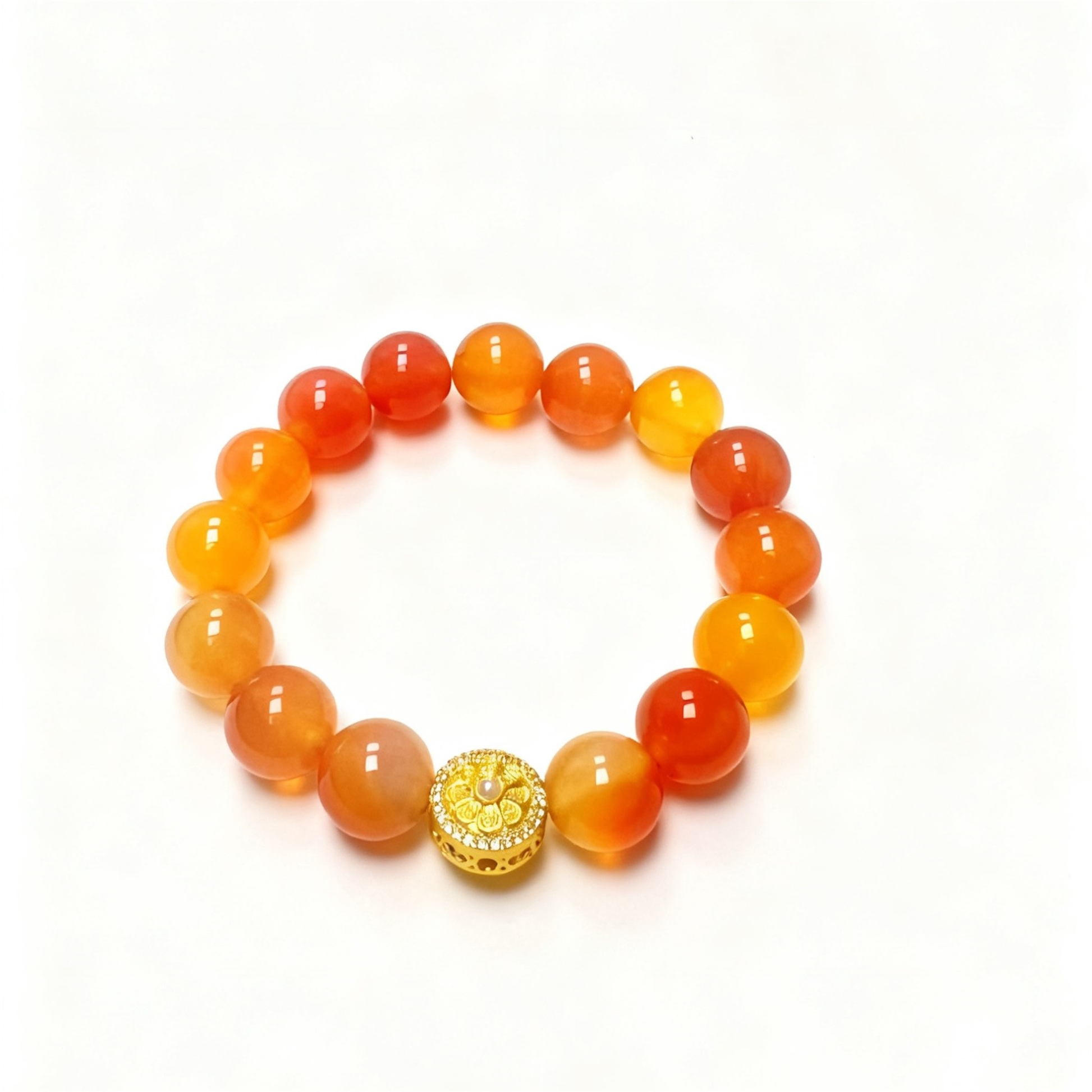 Original Natural Agate Crystal Bracelet 12mm Beads - Authentic Grounding Balance Jewelry