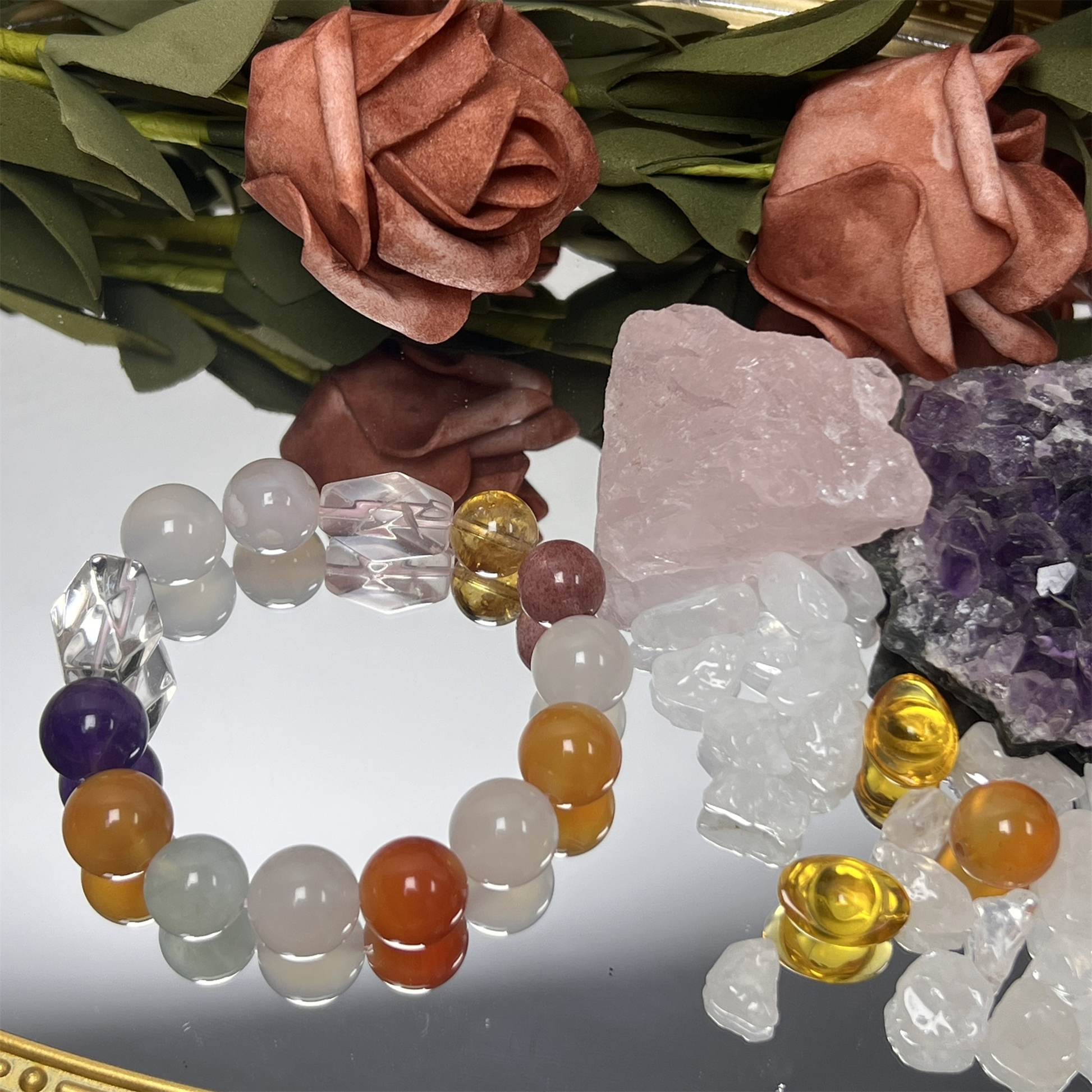 Agate Crystal Bracelet Texture - Premium Quality Natural Gemstone Beads