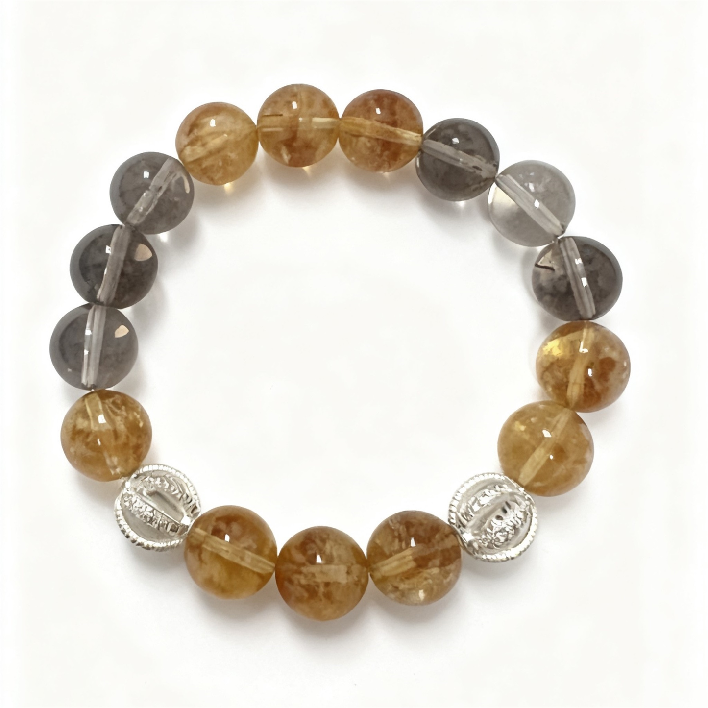 Citrine and Smoky Quartz Crystal Bracelet - Natural Healing Jewelry for Career Success