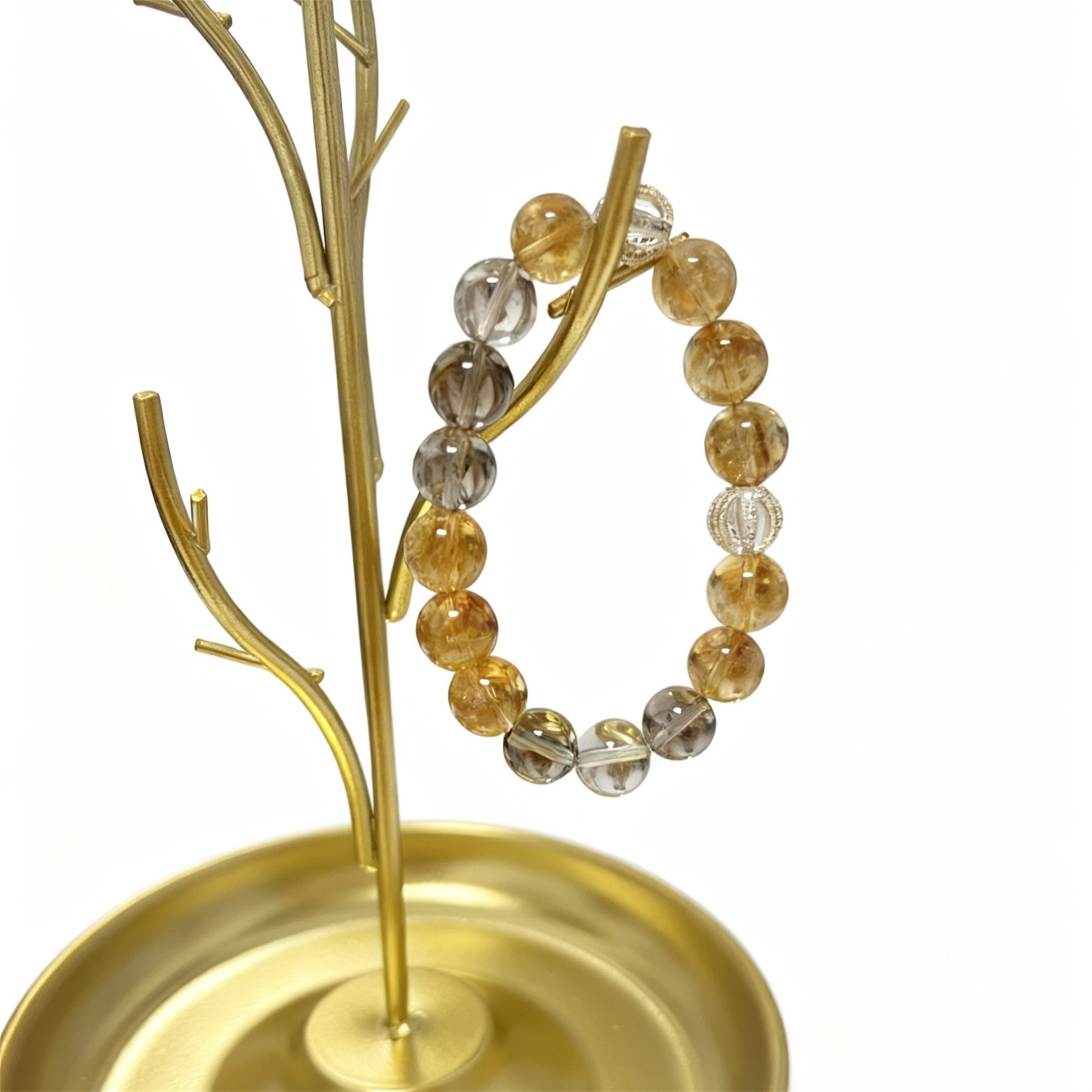 Smoky Quartz and Citrine Bracelet  detail 2 - Handcrafted Crystal Healing Jewelry