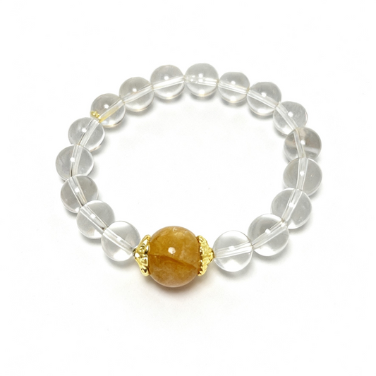 golden healer quartz and clear quartz crystal bracelets