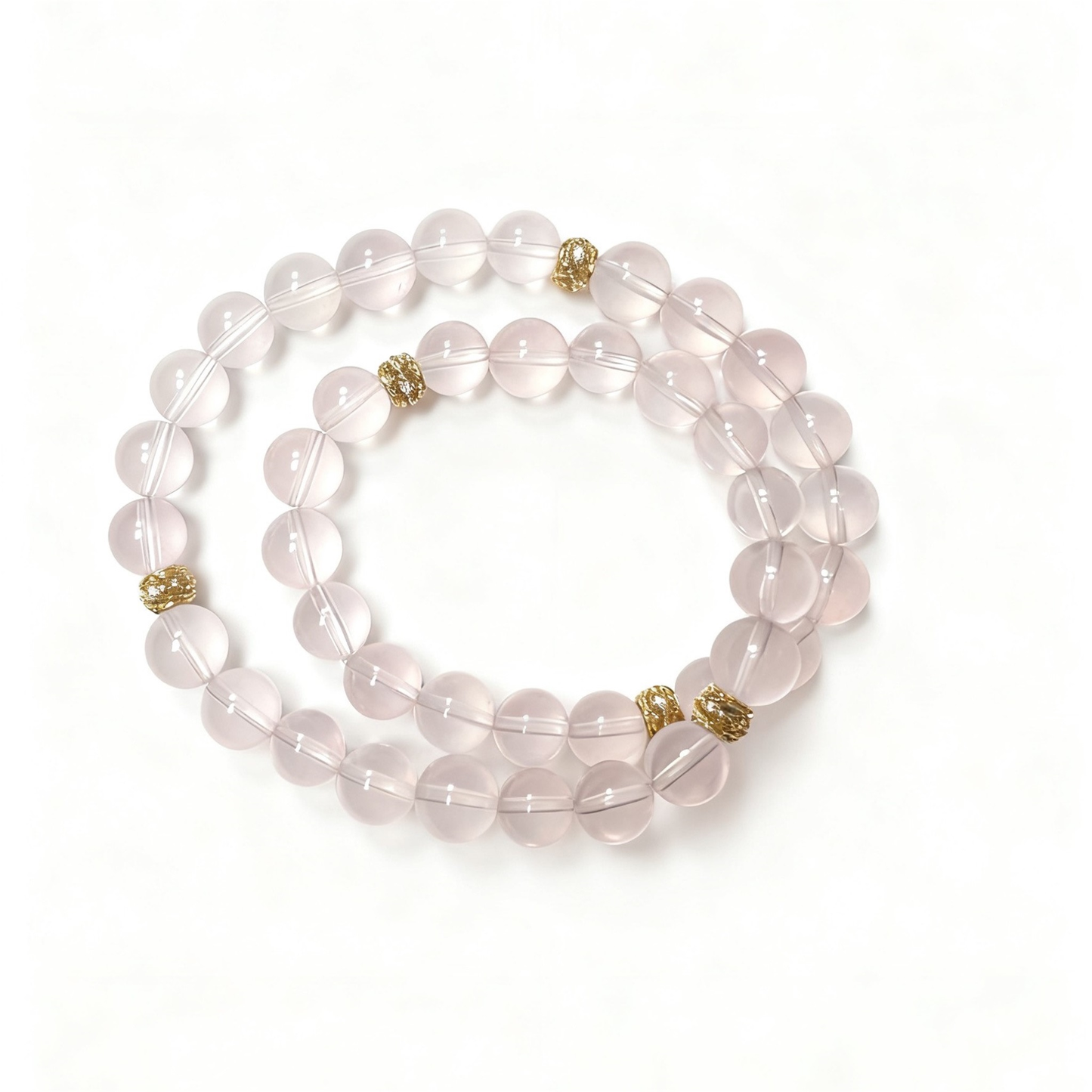 Rose Quartz Double Layer Bracelet - Stackable Pink Crystal Healing Jewelry for Love and Emotional Balance