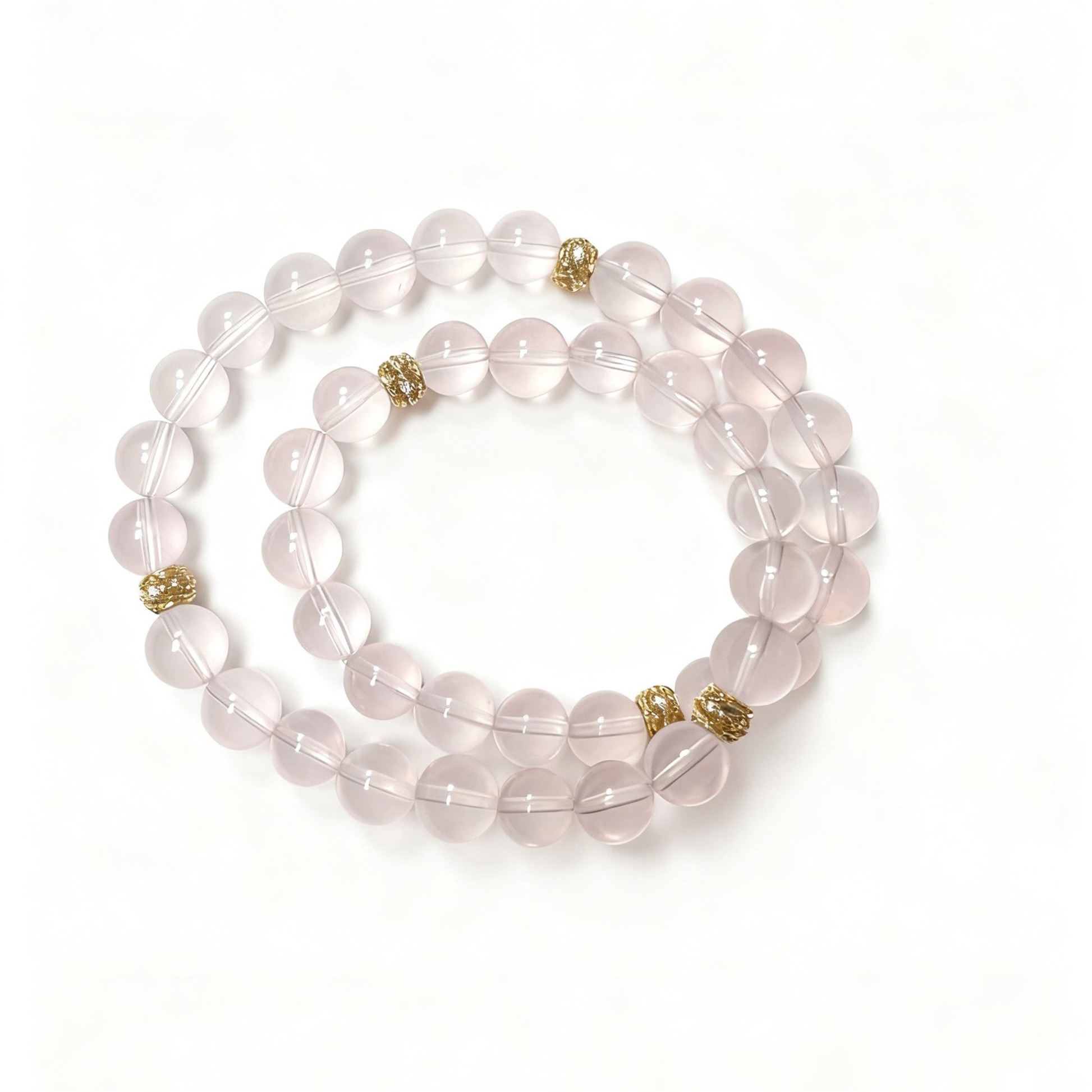 Rose Quartz Double Layer Bracelet - Stackable Pink Crystal Healing Jewelry for Love and Emotional Balance