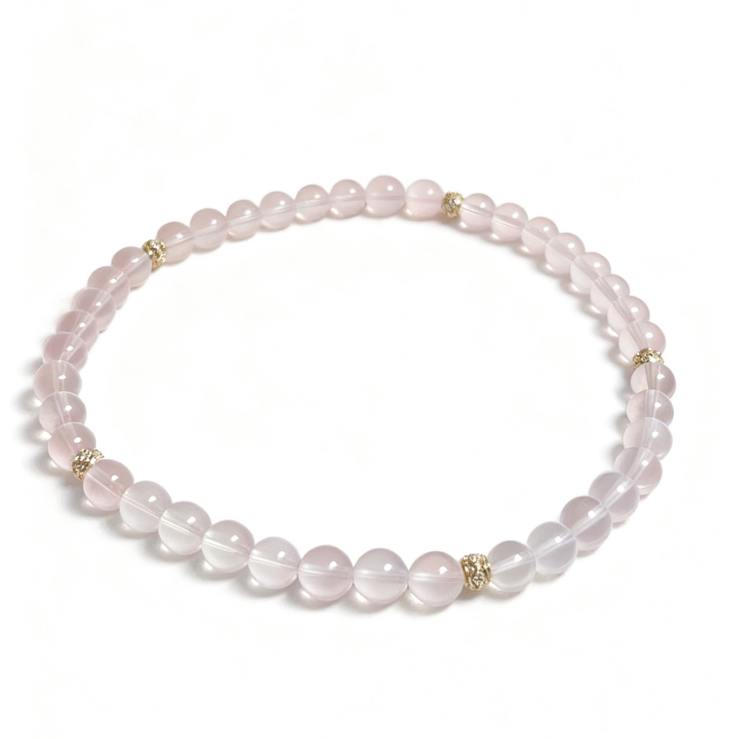 Handcrafted Rose Quartz Bracelet - Elegant Stackable Design with Premium Pink Crystal Beads