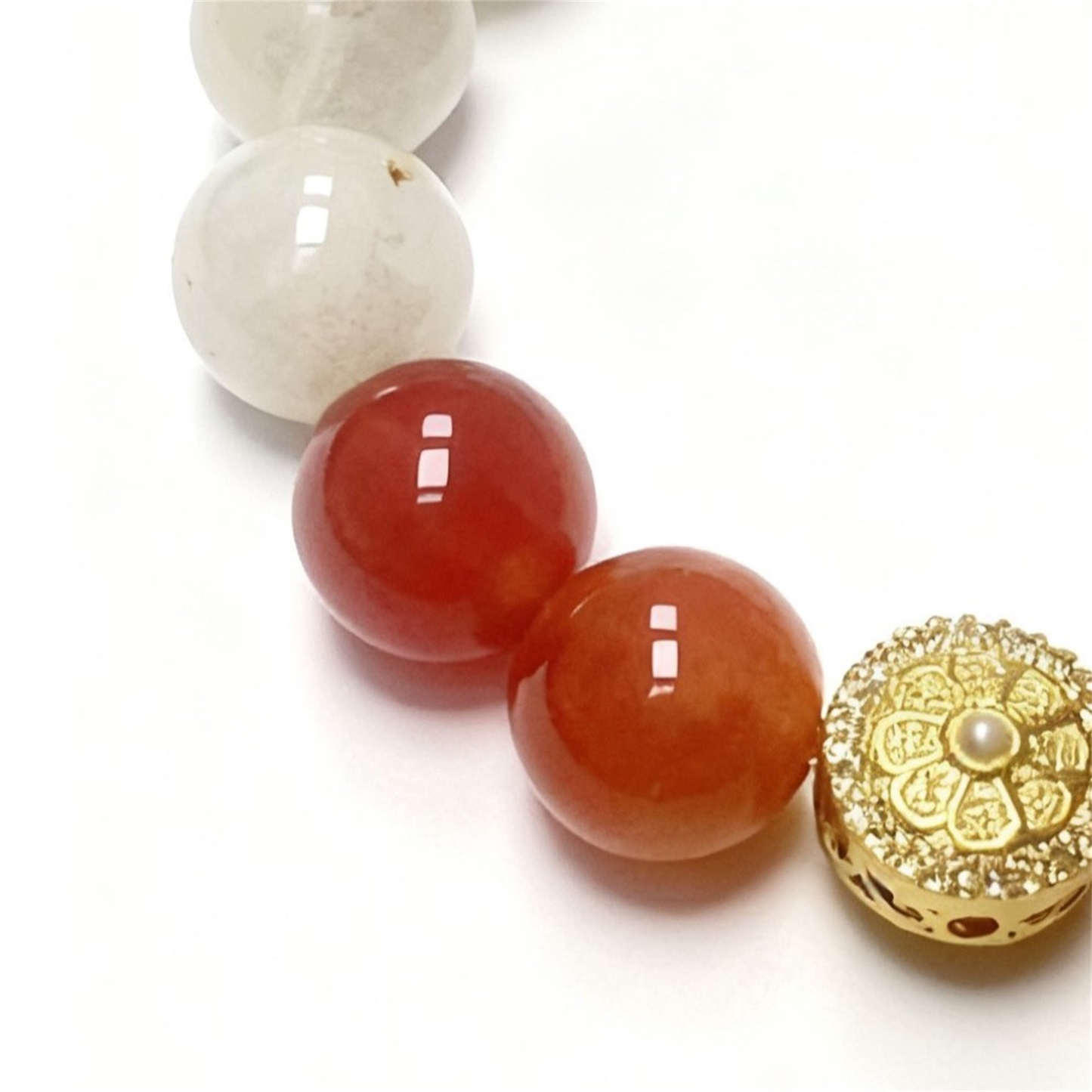 Tibetan Compass Charm Detail on Agate Bracelet - Authentic Spiritual Symbol for Direction and Protection