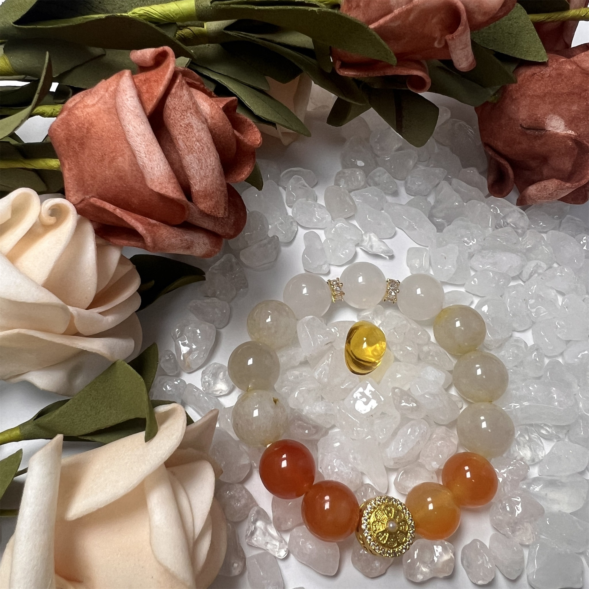 Handcrafted White Original Agate Tibetan Bracelet - Ethnic Spiritual Jewelry