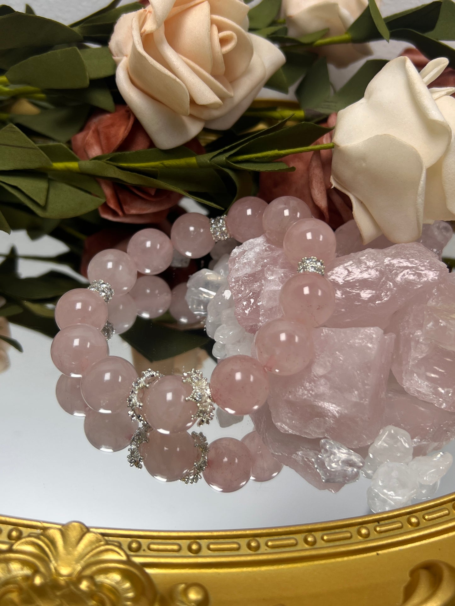 rose quartz charm bracelet for women