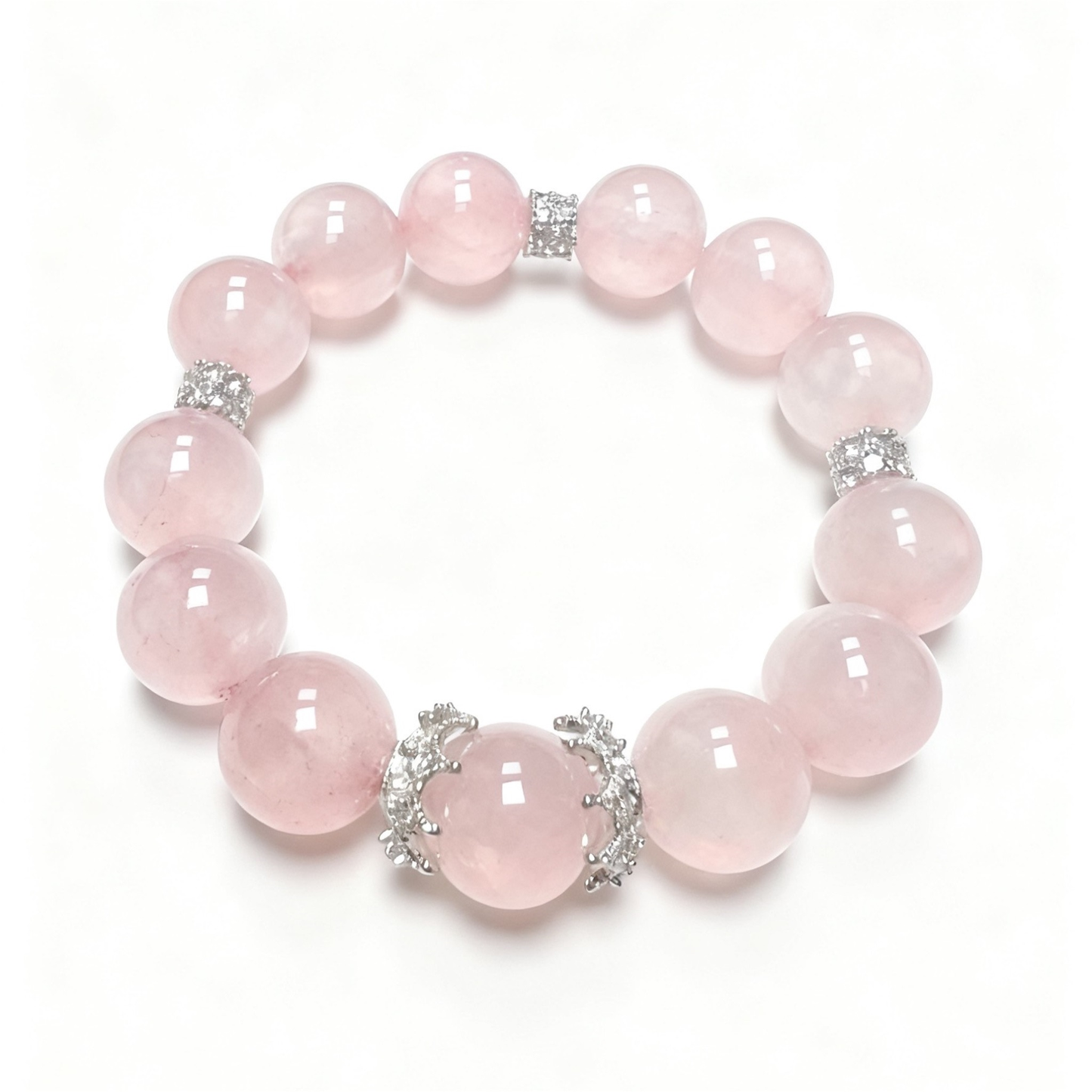 Premium Rose Quartz Crystal Bracelet 13mm Large Beads - Natural Pink Gemstone Love Healing Jewelry