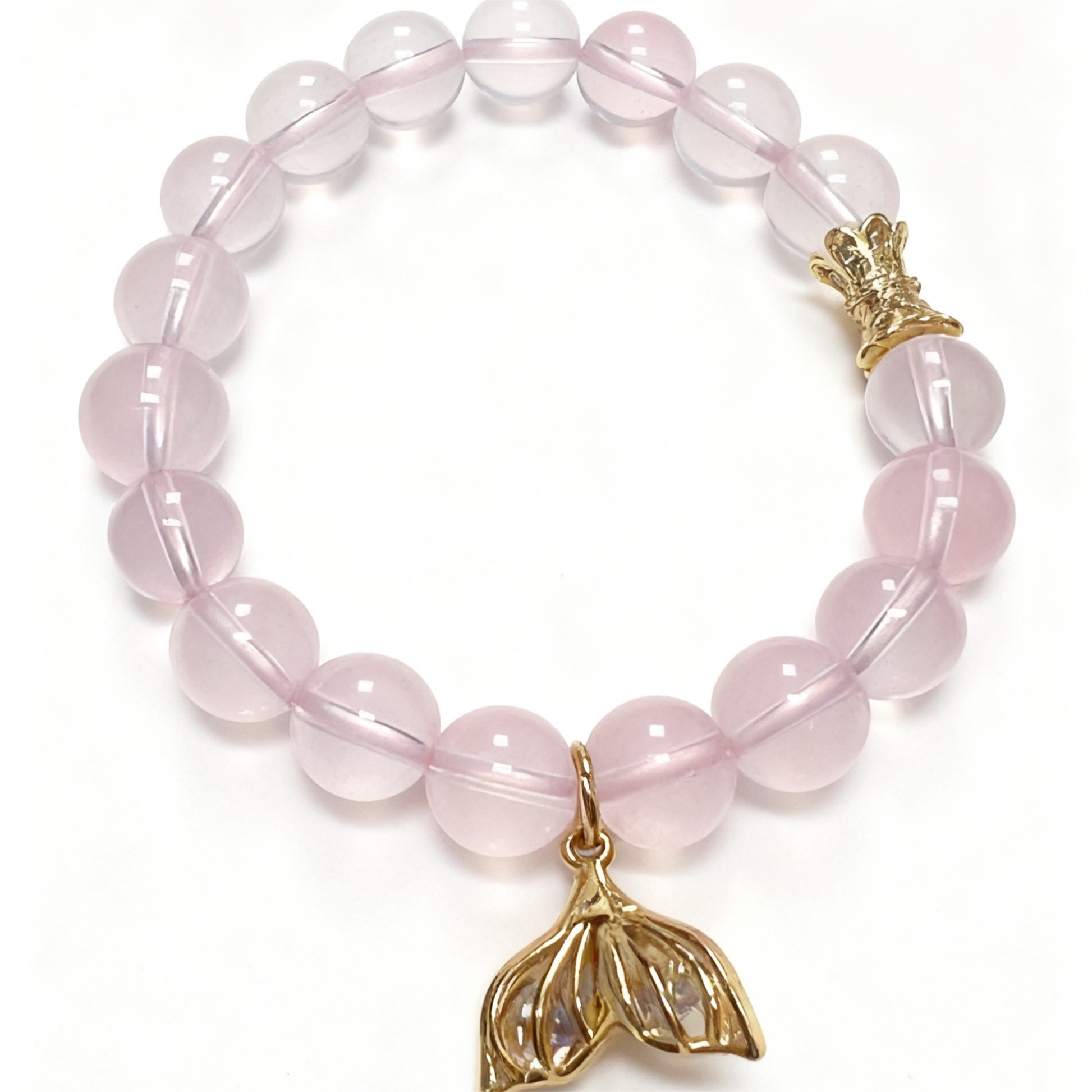 Premium Clear Rose Quartz Crystal Bracelet - 100% Flawless Inclusion-Free Pink Gemstone Jewelry for Women