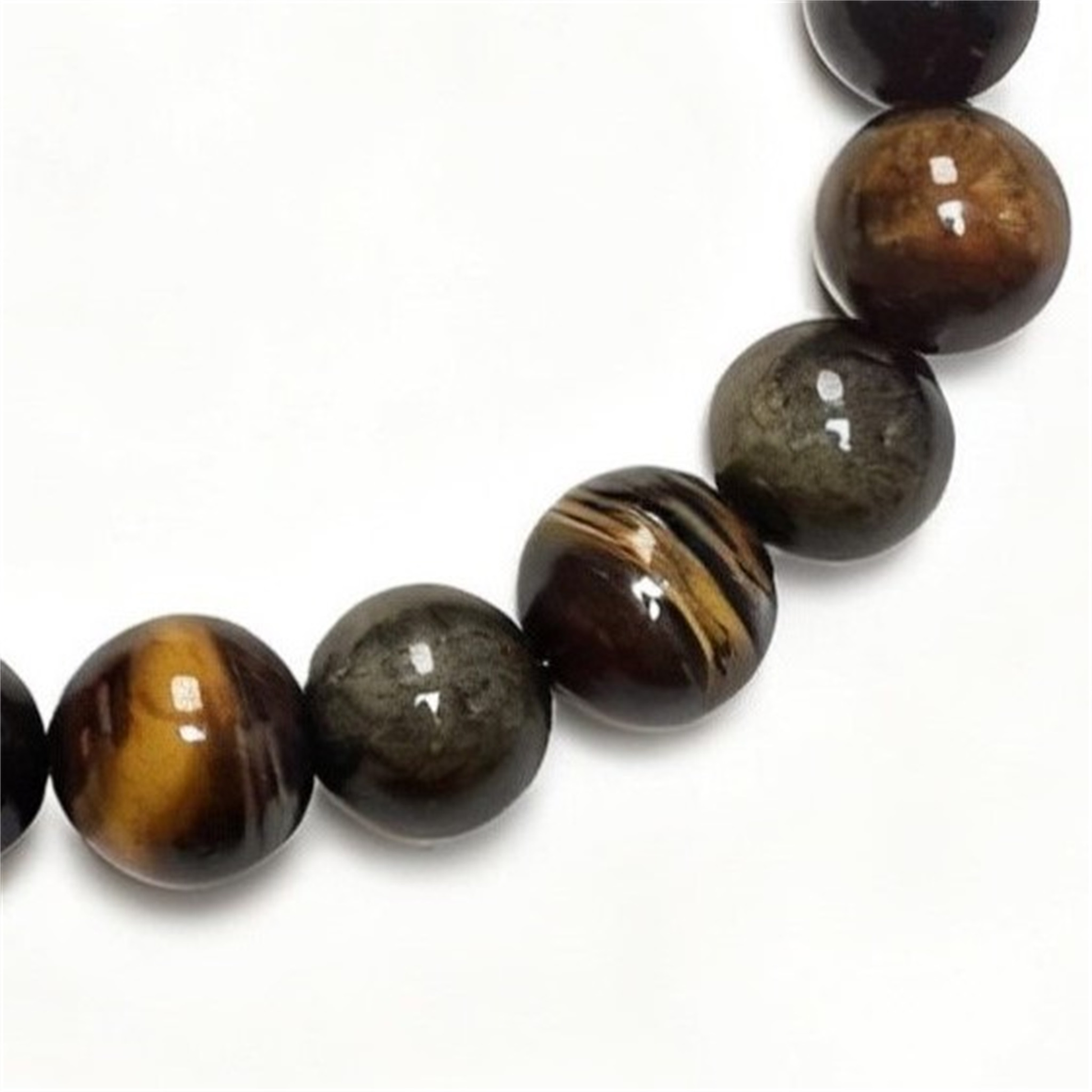 Tiger's Eye Gold Obsidian Bracelet Close-up - Natural Gemstone Beads Detail by Eurys